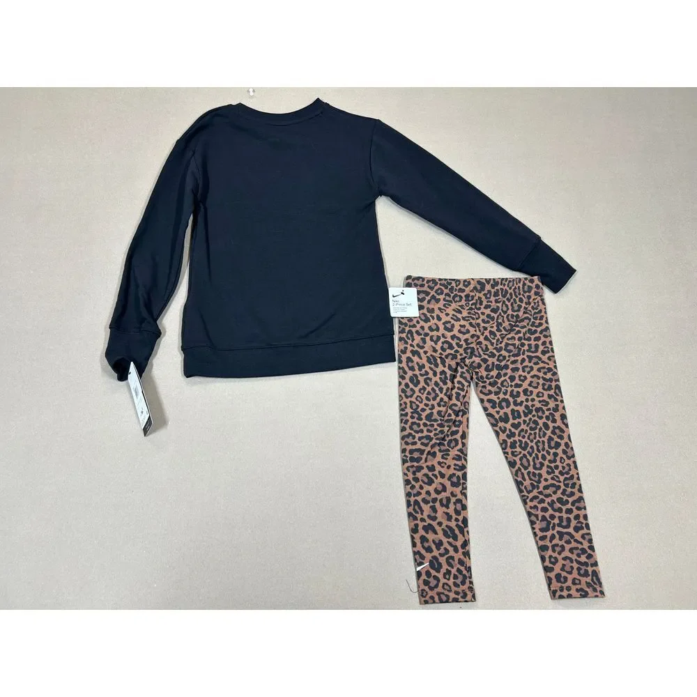 Nike Little Girls Crewneck and Leopard Leggings 2 Piece Set‎ Size 6X